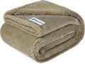 Waterproof Dog Blanket for Couch, Large 60X40, Pee Proof Sherpa Fleece Reversible Pet Throw, Furniture Protector for Bed Sofa Kennel, Soft Washable Cover for Medium Dogs Cats, Taupe Sherpa