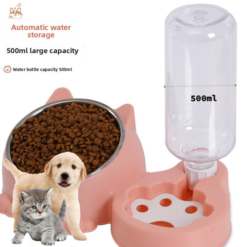 Dual-Bowl Automatic Pet Feeder and Waterer for Cats and Dogs