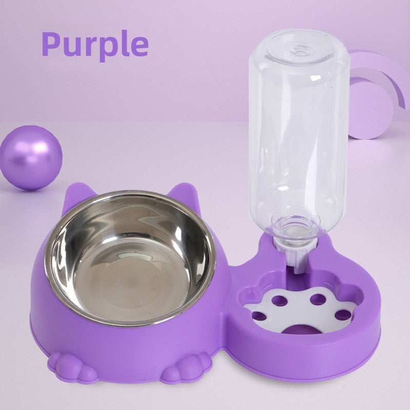 Dual-Bowl Automatic Pet Feeder and Waterer for Cats and Dogs